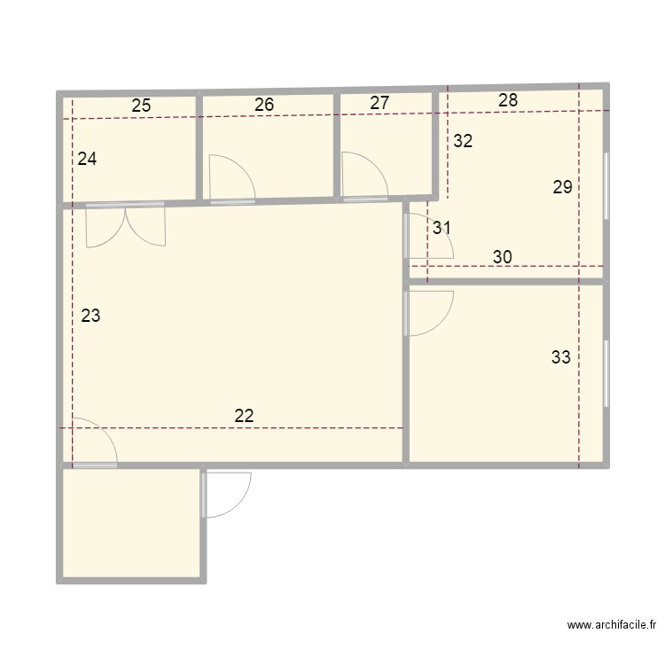 appartement II INSS size. Plan de 6 pièces et 66 m2