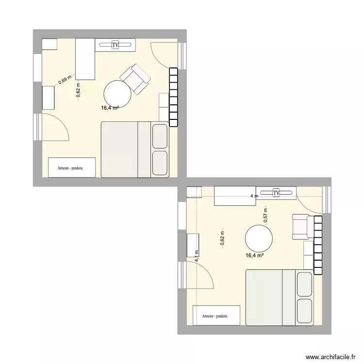 option 1. Plan de 2 Pièces et 33 m² option 1. Plan de 2 Pièces et 33 m²