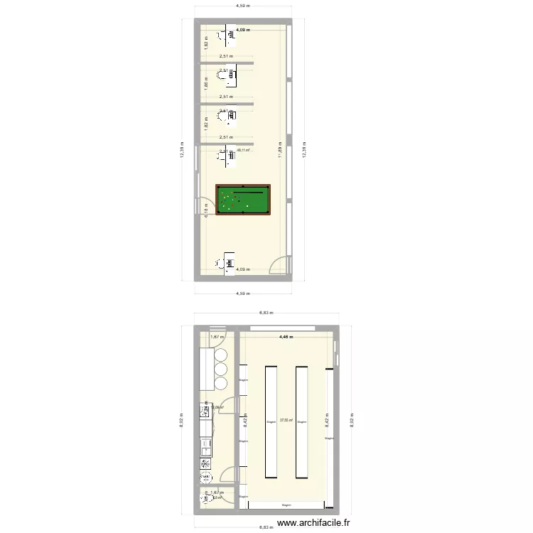 Locaux Villemolaque V2. Plan de 4 pièces et 100 m²