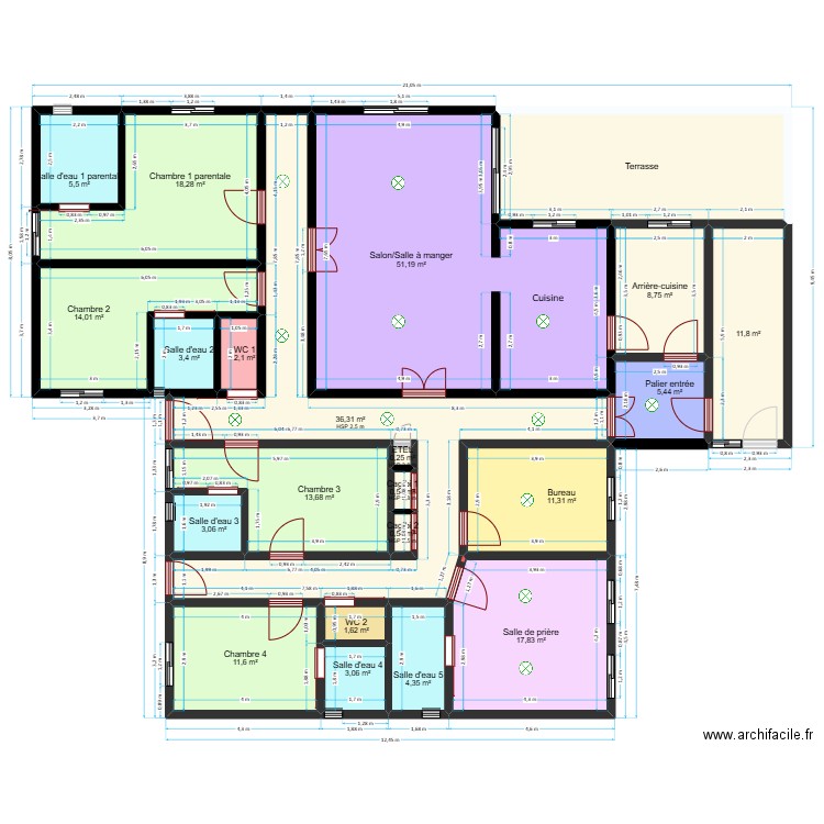 PROJET FAINOUSSA - SOHOA _ Ajusté_2. Plan de 22 pièces et 248 m2