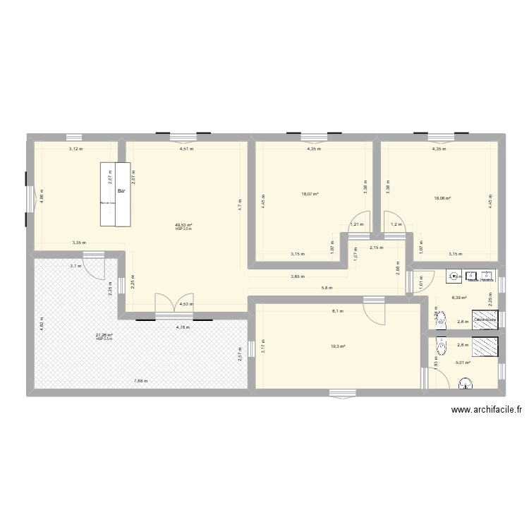 plan maison. Plan de 7 pièces et 144 m2
