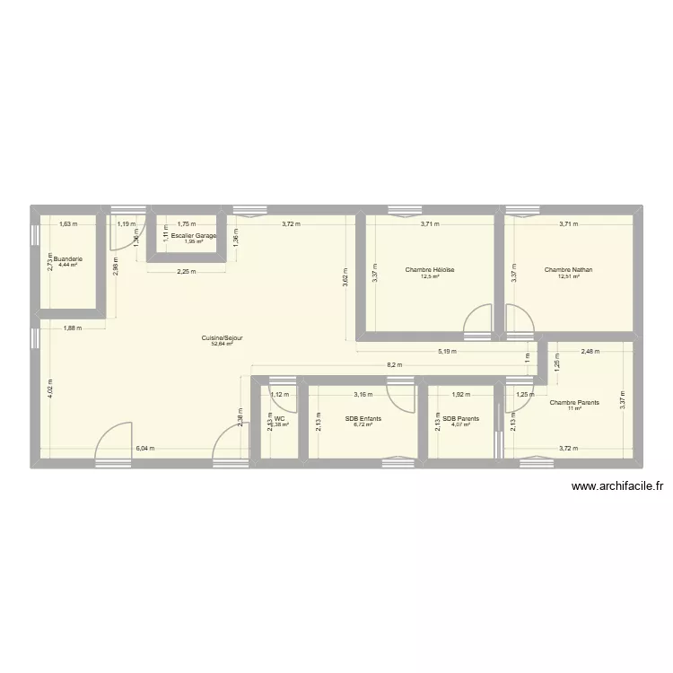 Maison Glanes. Plan de 9 pièces et 108 m²
