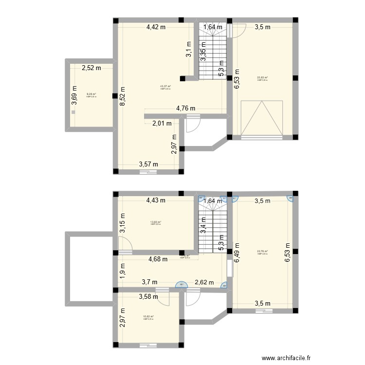 essai BK. Plan de 7 pièces et 140 m2
