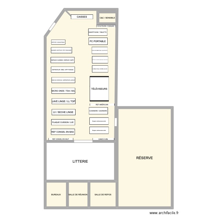 DARTY MAG. Plan de 7 pièces et 209 m2