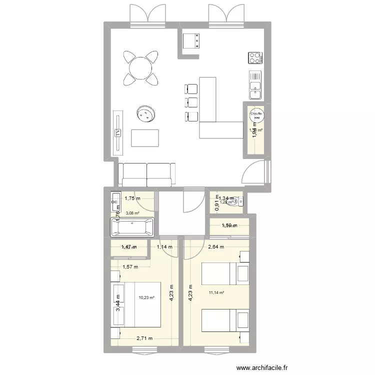 projet perso. Plan de 7  et 29 m²