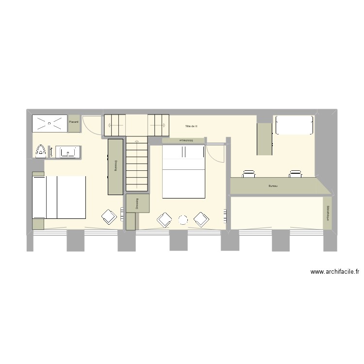 Annecy modif Étage 3. Plan de 5 pièces et 45 m2