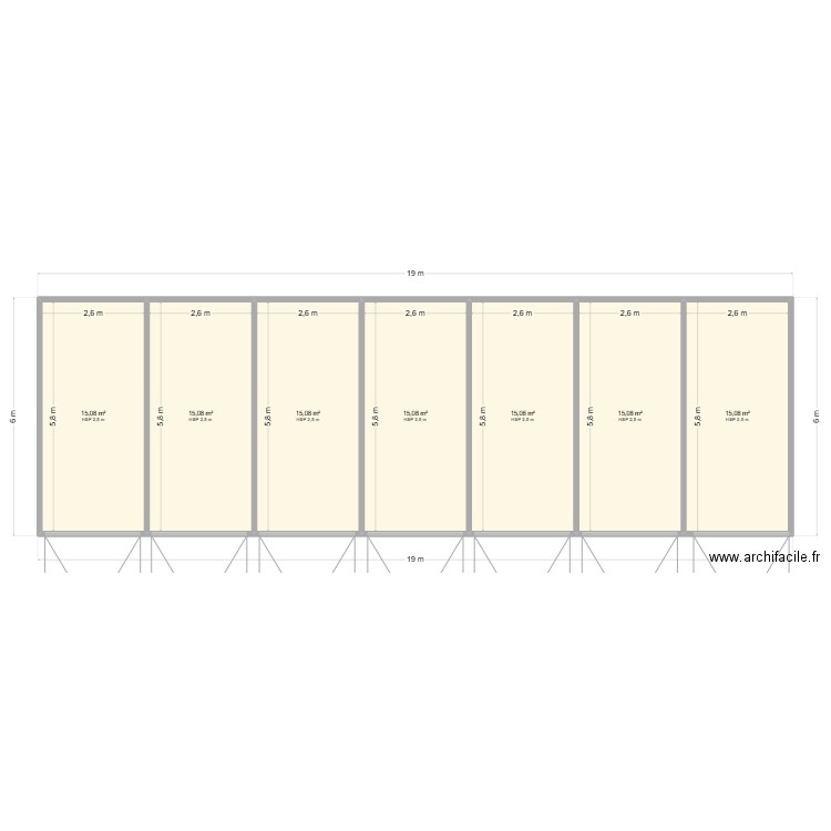 GARAGE7. Plan de 7 pièces et 106 m2