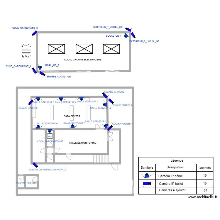 Plan de vidéosurveillance de Camp Yaounde proposé par ISS . Plan de 9 pièces et 549 m2
