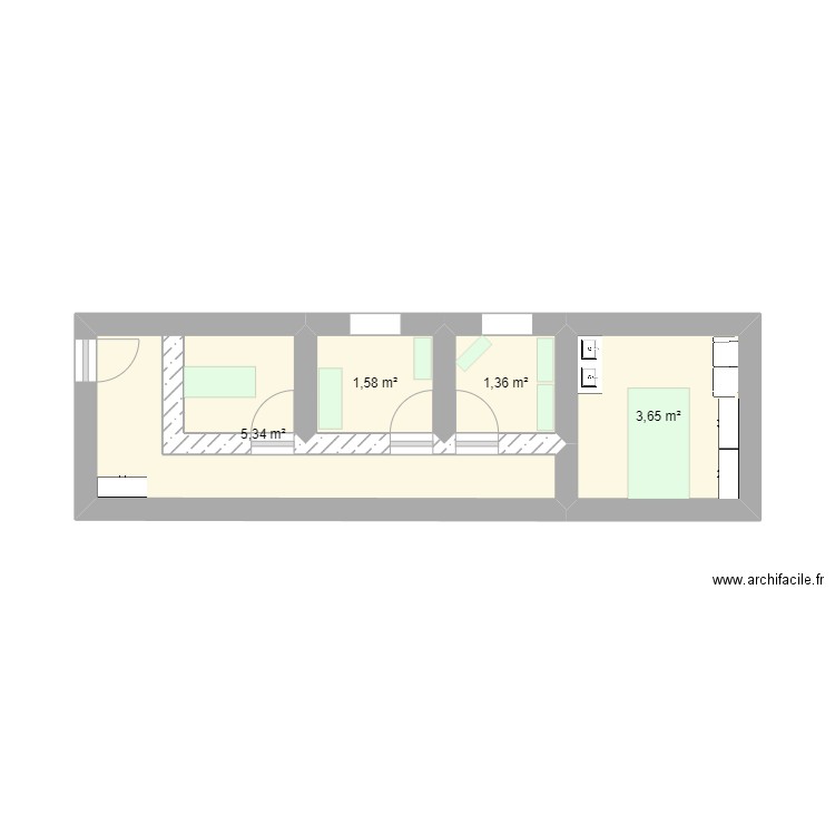 zeb. Plan de 4 pièces et 12 m2