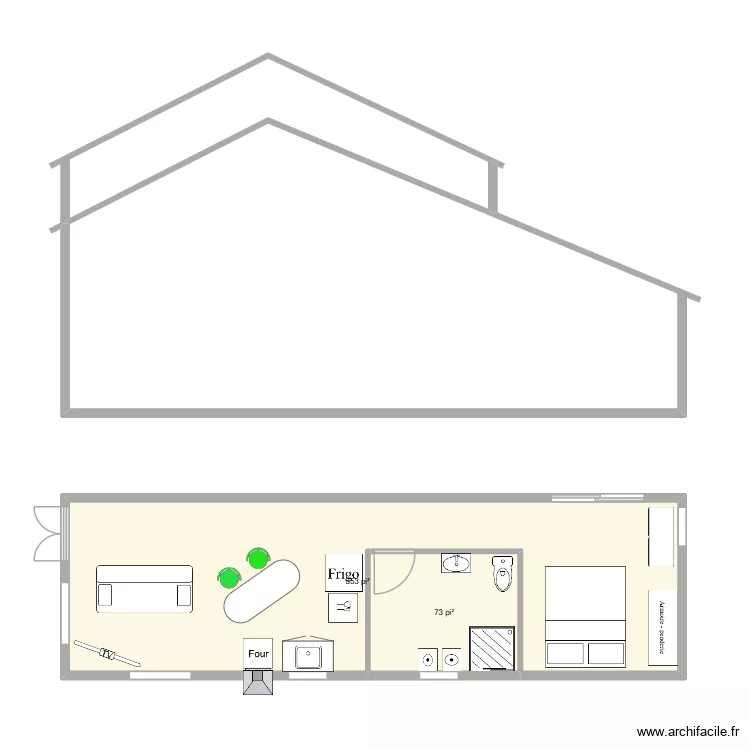 triplex. Plan de 2  et 40 m²