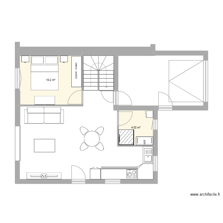 Calzac 001. Plan de 2 pièces et 14 m2