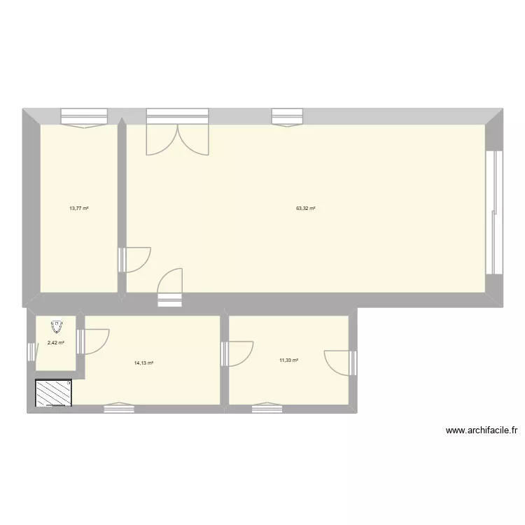 Ruine. Plan de 5  et 105 m²