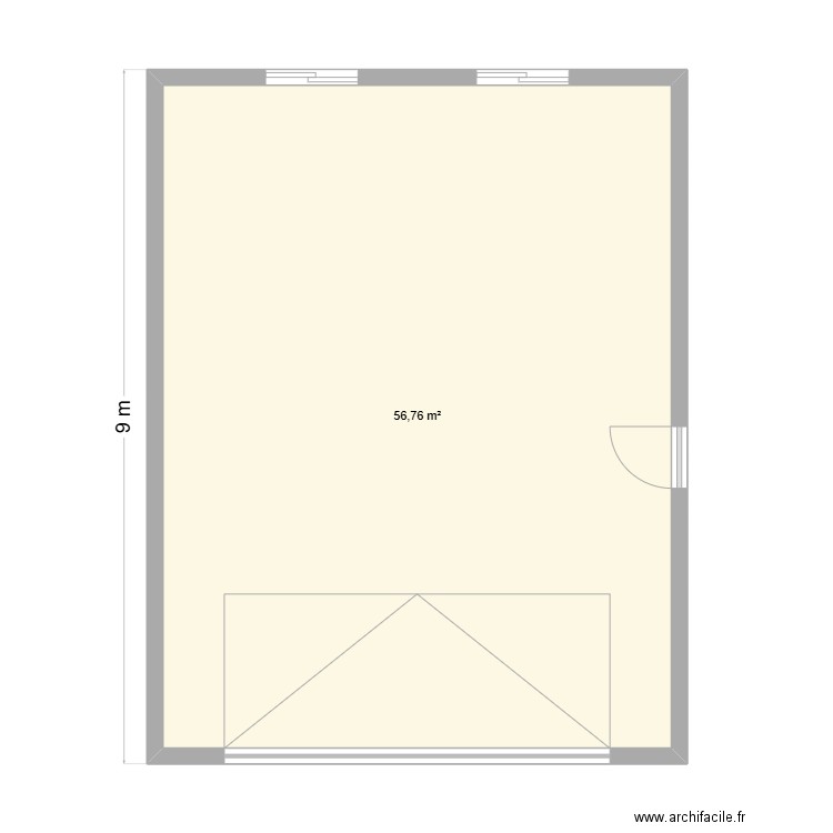 garage 7*9 m. Plan de 1 pièce et 57 m2
