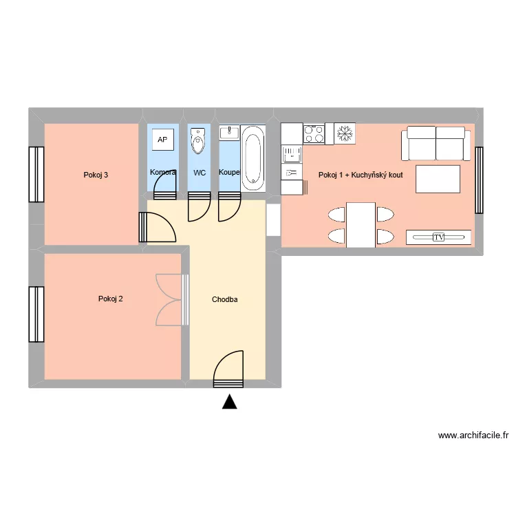 Slav&iacute;čkova 2359 byt 1 OV. Plan de 11  et 179 m²