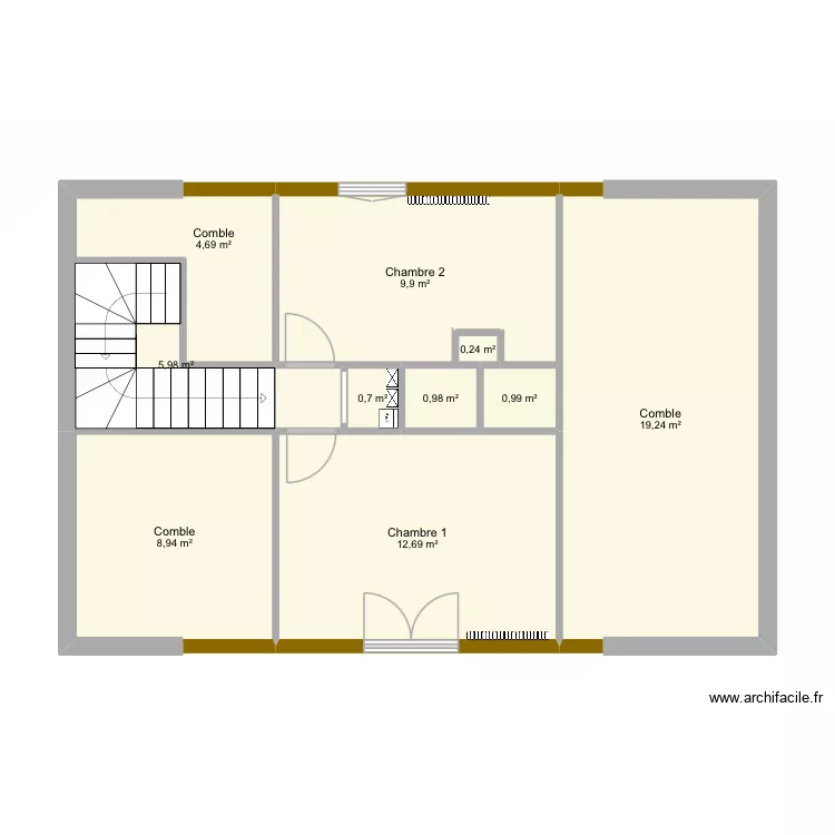 maison GC &eacute;tage. Plan de 10  et 64 m²