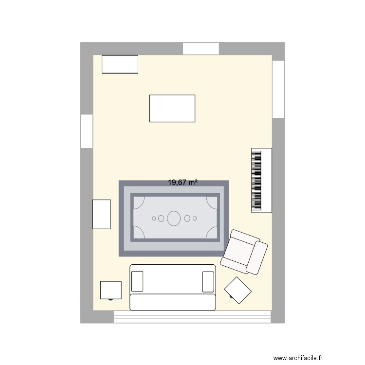 Salon (à changer). Plan de 1 pièce et 20 m2