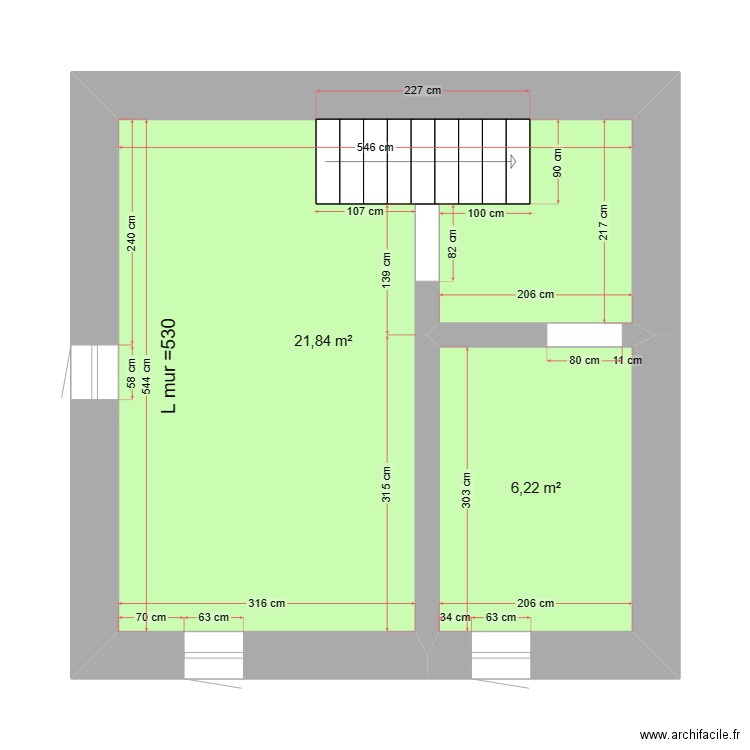 1er Maison Cité Henri. Plan de 2 pièces et 28 m2