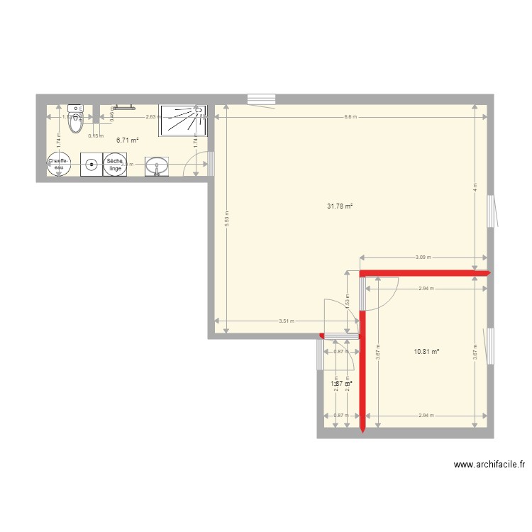 2 Etage Logement à créer 14 07 2025 Futur Projet. Plan de 4 pièces et 51 m2