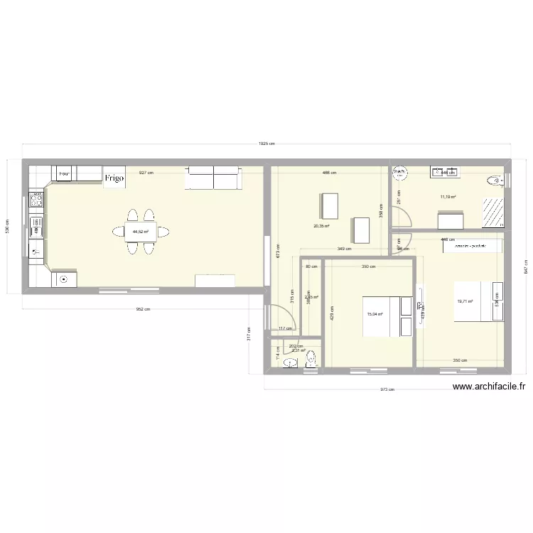 ST GILLES 3. Plan de 7  et 116 m²