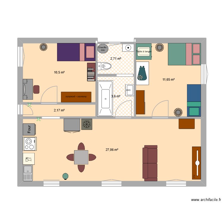 Accompagnement4. Plan de 6 pièces et 58 m2