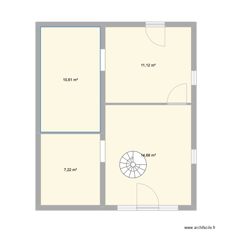 busson sous sol. Plan de 4 pièces et 44 m2