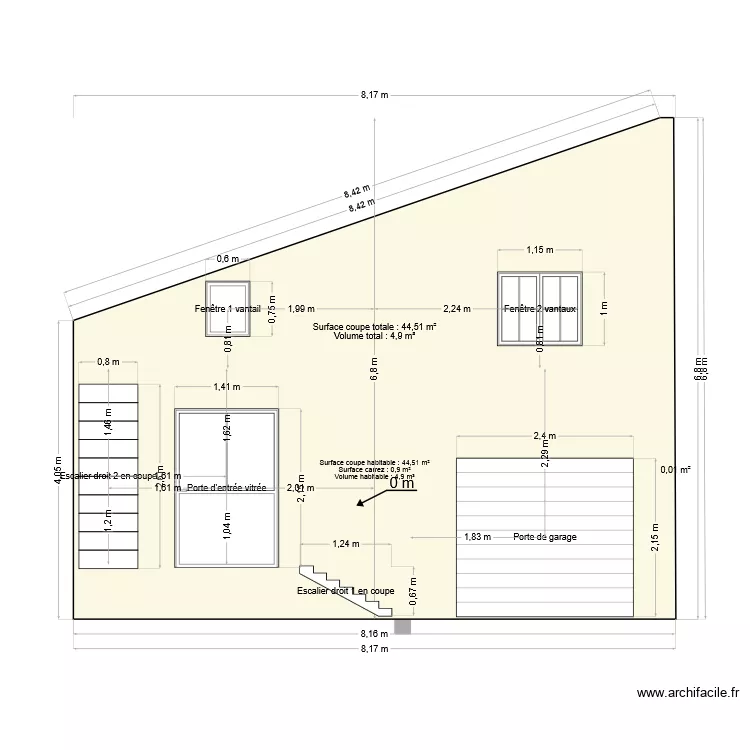 vue de face. Plan de 