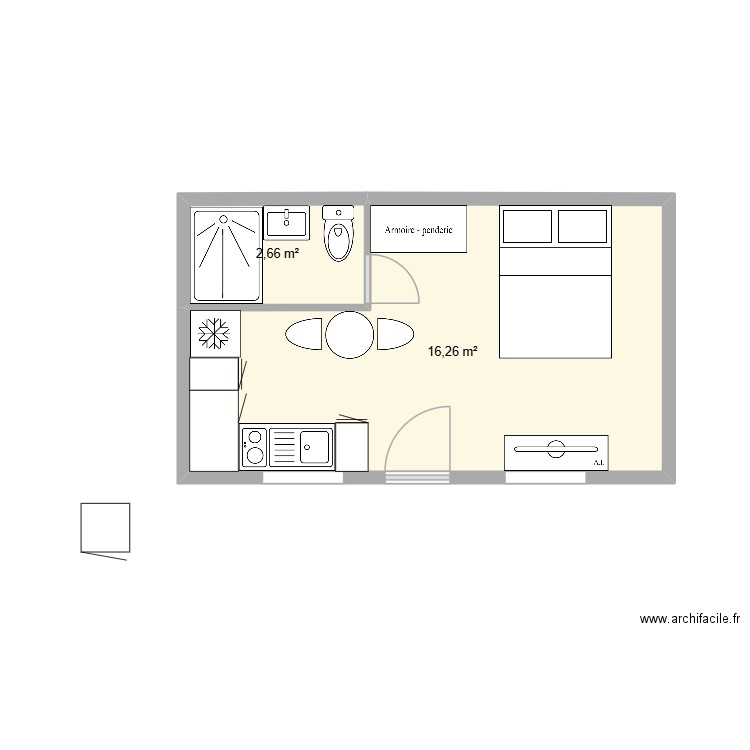 annexe3. Plan de 2 pièces et 19 m2