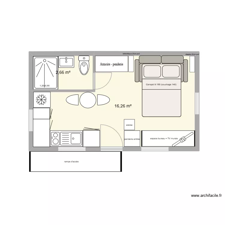 annexe3. Plan de 2 Pièces et 19 m²