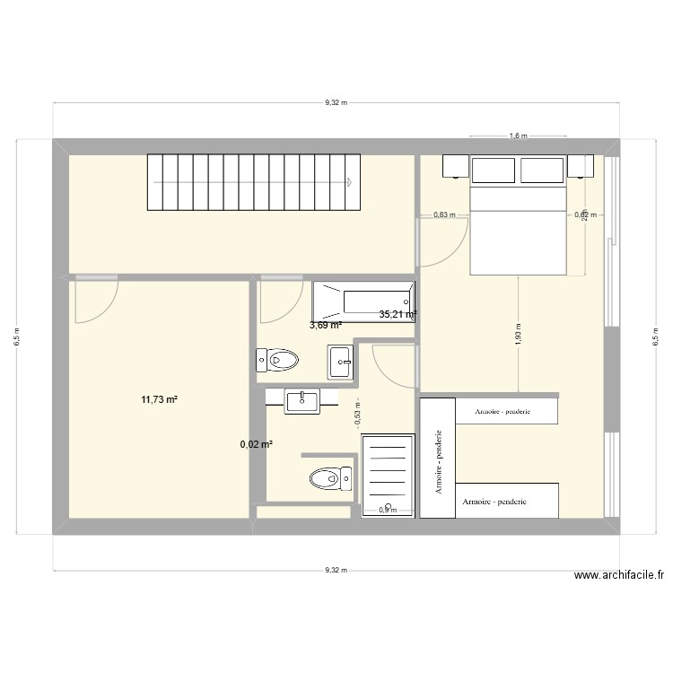 1er Claira 2 salles de bain complètes v5. Plan de 4 pièces et 51 m2