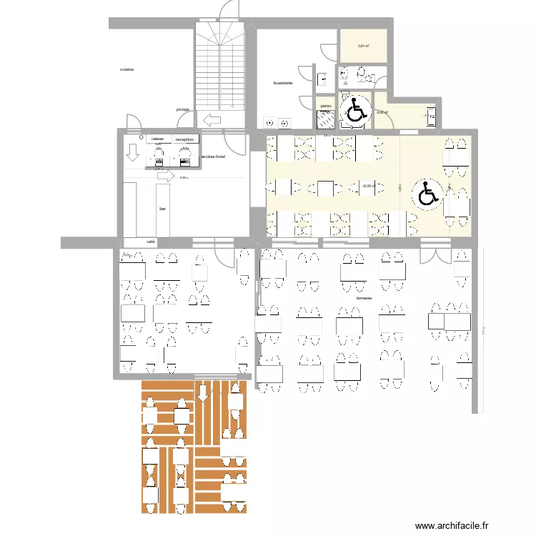RESTAURANT 2. Plan de 4 pièces et 58 m² RESTAURANT 2. Plan de 4 pièces et 58 m²