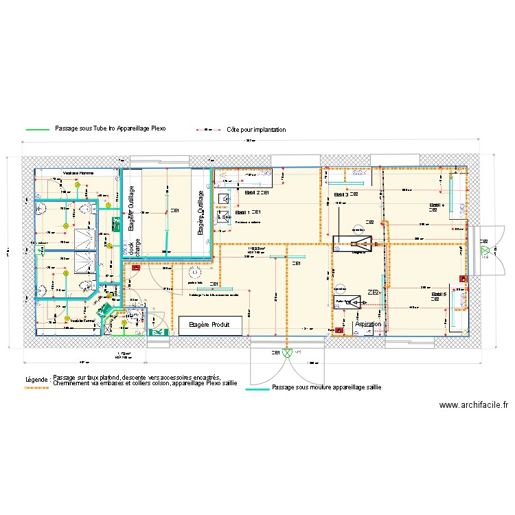 Local technique v2301. Plan de 2 pièces et 119 m2