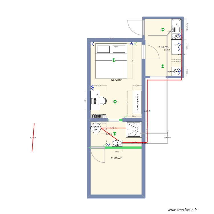 Woluwe - Aménagement studio V2.. Plan de 0 pièce et 0 m2 Woluwe - Aménagement studio V2.. Plan de 0 pièce et 0 m2