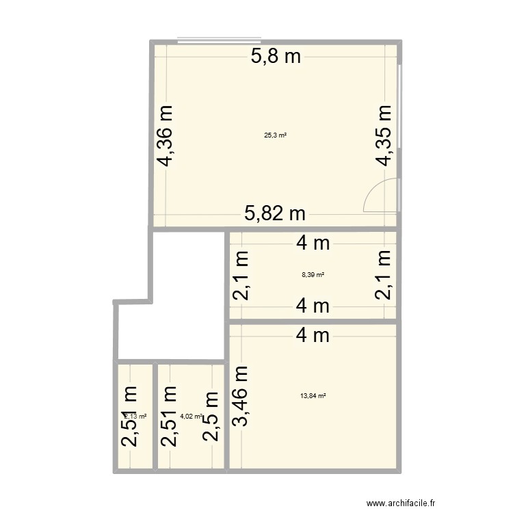 appsoet2. Plan de 5 pièces et 54 m2