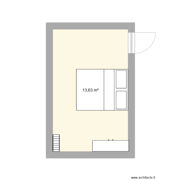 chambre BX. Plan de 1 pièce et 14 m2