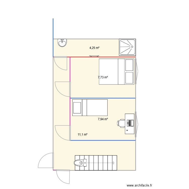 ss2. Plan de 4 pièces et 31 m2