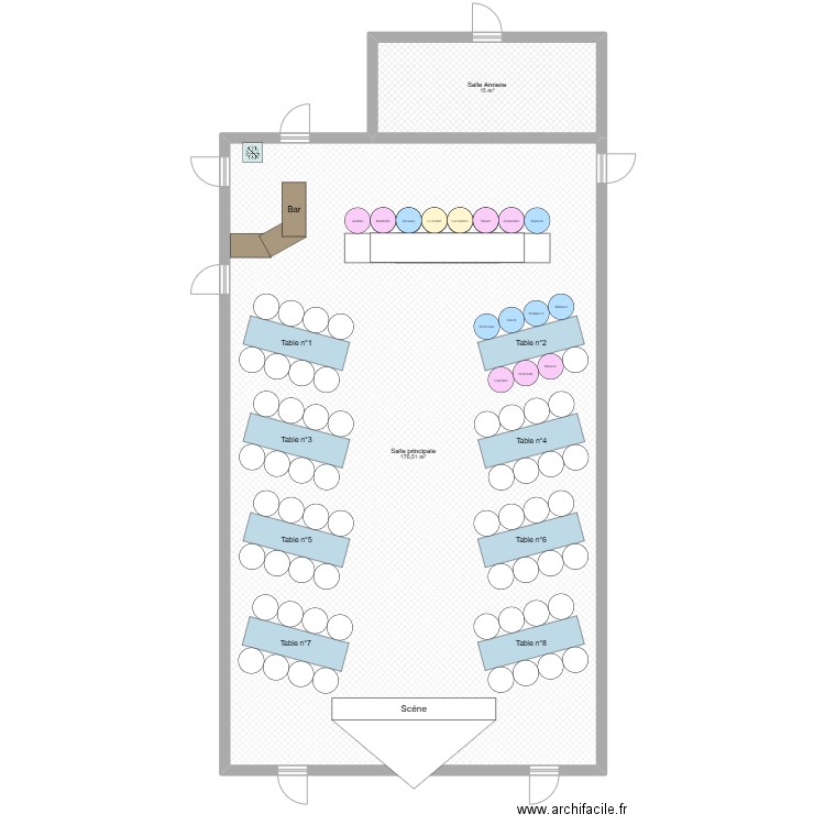 Plan de table mariage. Plan de 2 pièces et 186 m2