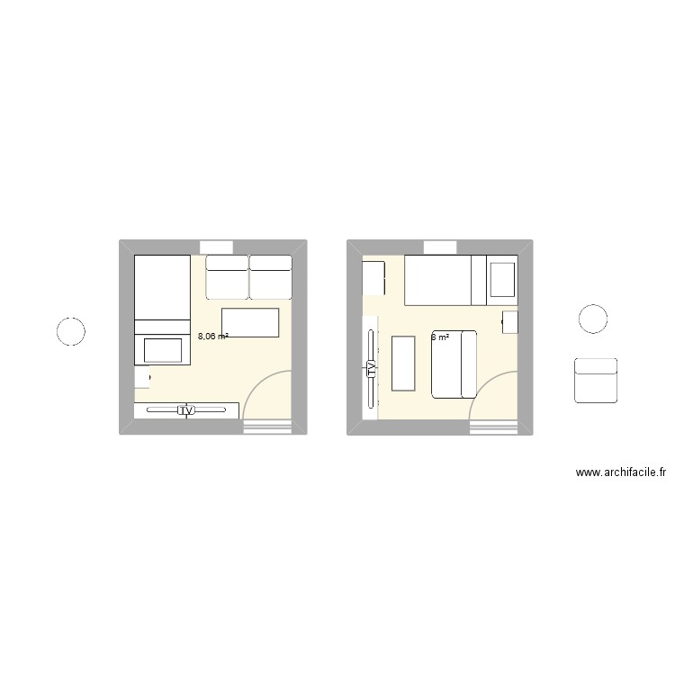 sous sol. Plan de 2 pièces et 16 m2