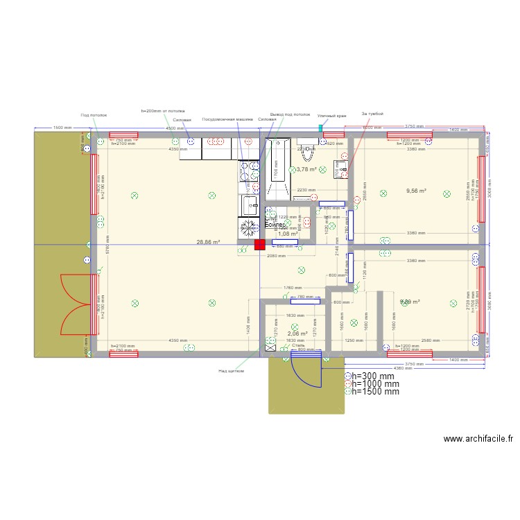 Ярославль зеркало Эл. Plan de 8 pièces et 65 m2