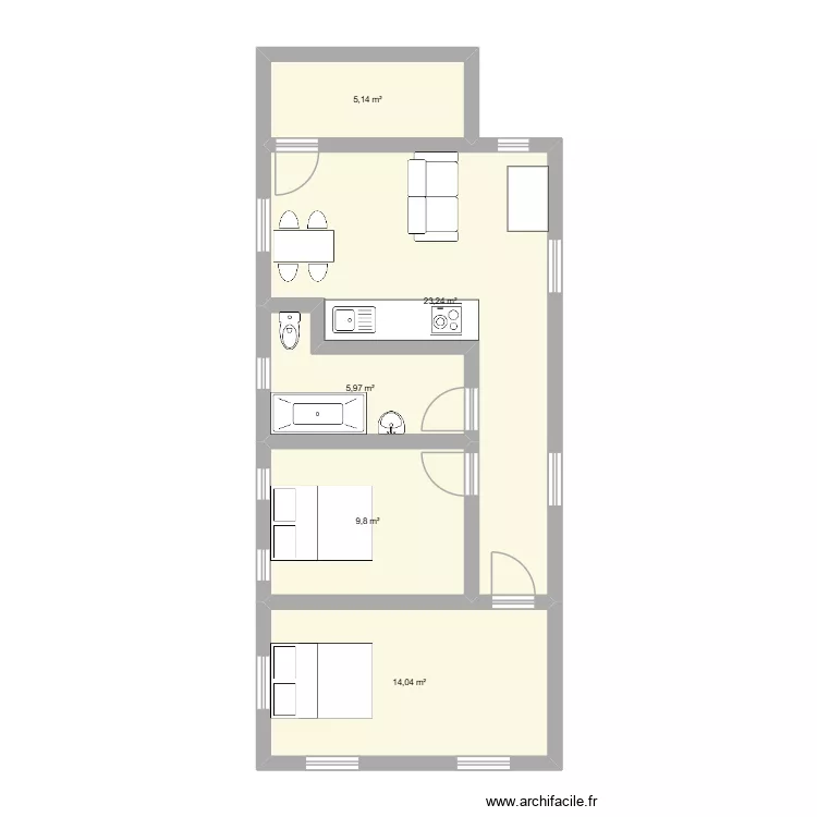 JHUGFCDFHJGCJUKY. Plan de 5  et 58 m²