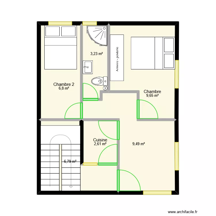 Etage 1. Plan de 6  et 39 m²