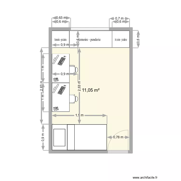 chambre fille . Plan de 