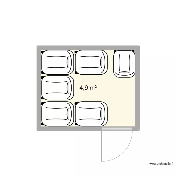 poubelle 74 bld Barb&egrave;s (360L). Plan de 1  et 5 m²