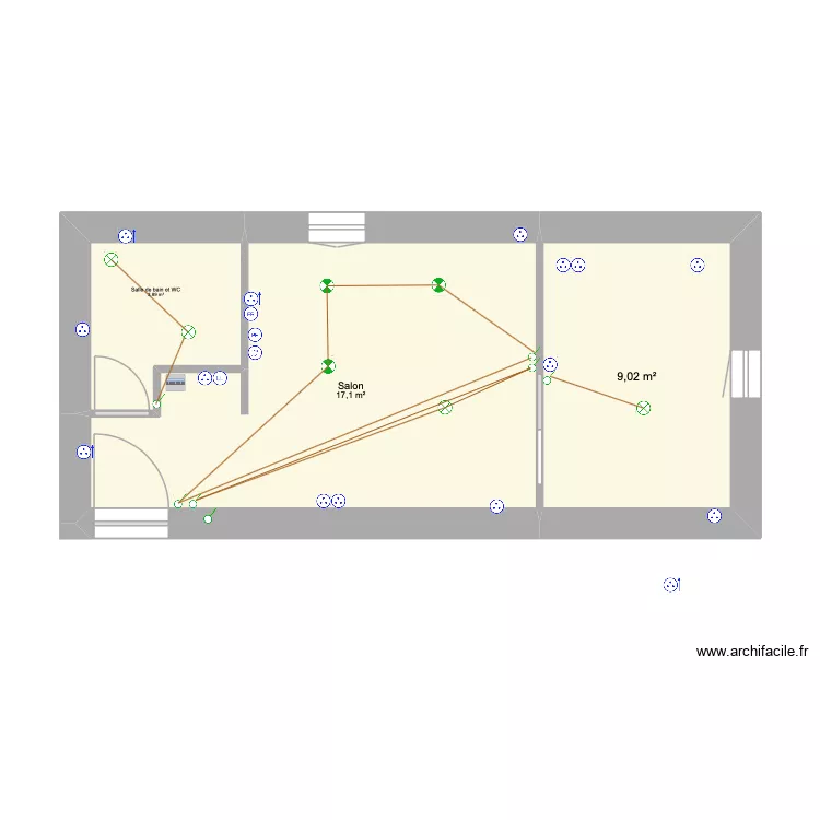 Appartement 32 Electricit&eacute;. Plan de 3  et 30 m²