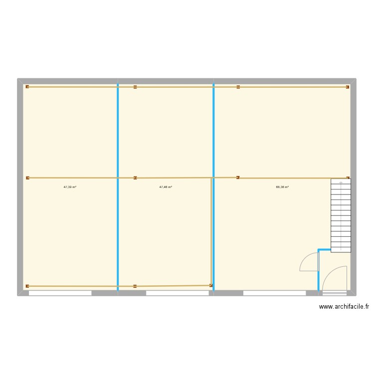 hangar. Plan de 3 pièces et 163 m2