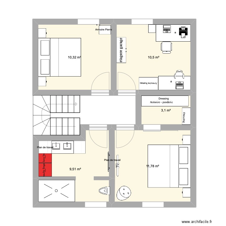 étage projet maison . Plan de 0 pièce et 0 m2