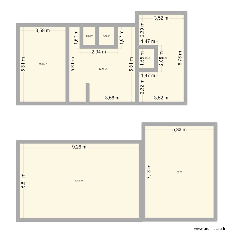 plan vide. Plan de 8 pièces et 163 m2