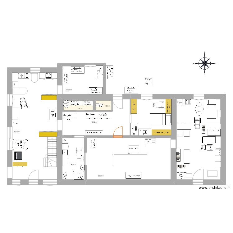 plan global. Plan de 7 pièces et 139 m2