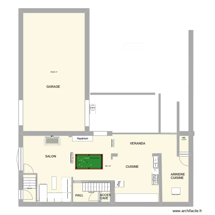 Rdc Projet Q2. Plan de 5 pièces et 159 m²