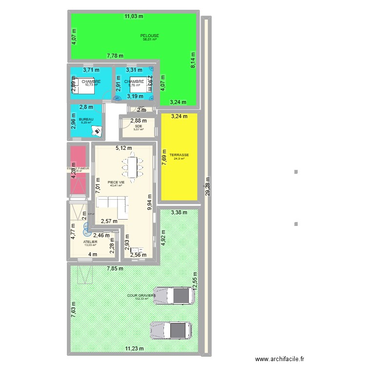 agla. Plan de 13 pièces et 293 m2