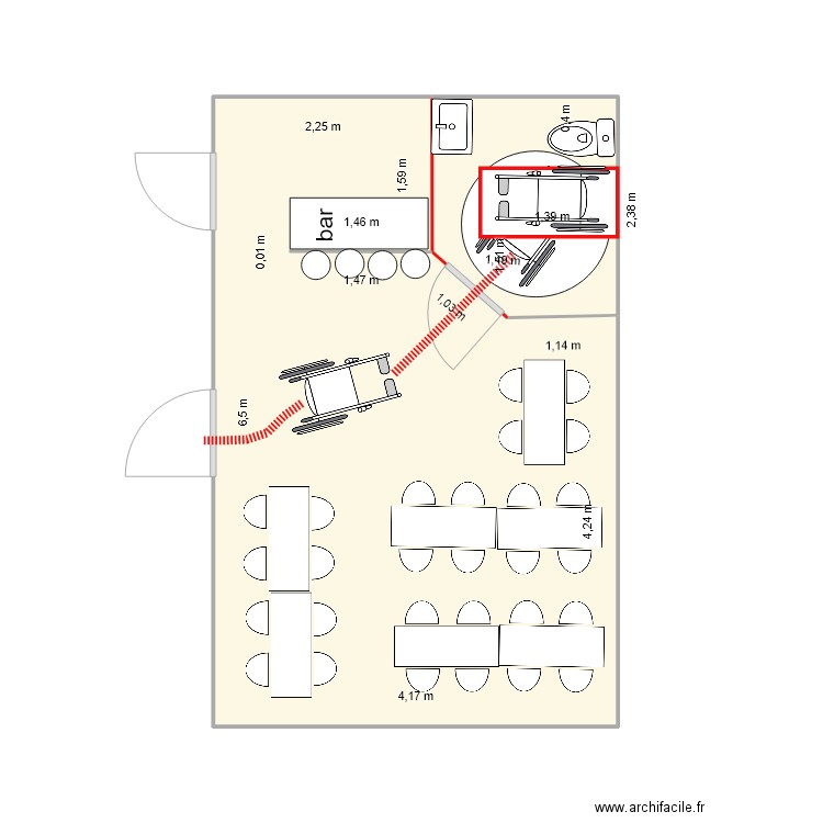 la nova TRAVAUX. Plan de 2 pièces et 27 m2